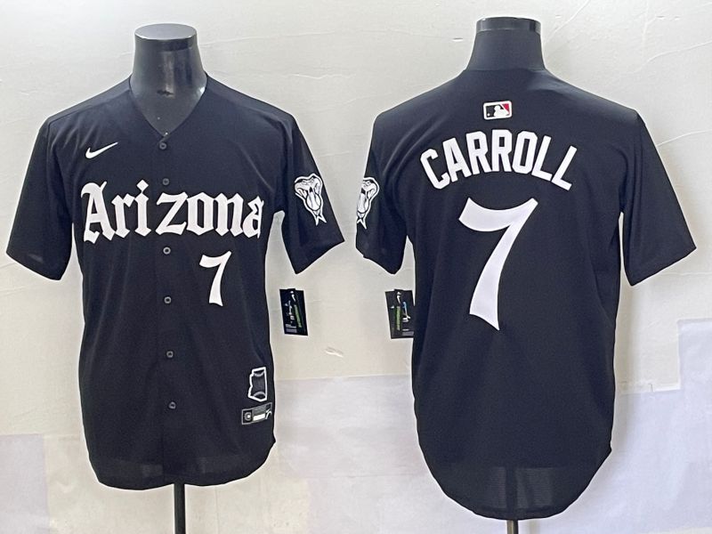 Men 2025 Arizona Diamondback #7 Carroll Black Five generations Joint Name Nike MLB Jersey style 13